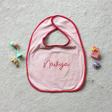 Load image into Gallery viewer, Set of 2 Bibs (for Babies) with Custom Hand Embroidered Name
