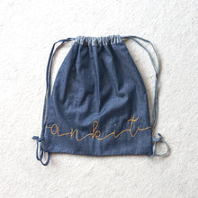 Load image into Gallery viewer, Drawstring Backpack with Custom Hand Embroidered Name
